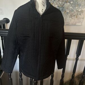 Chico's Zip Front Size 1 Lightweight Black Long Sleeve‎ Jacket 100% Polyester